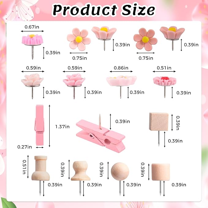 78 Pieces Push Pins Set Cute Thumb Tacks Decorative Flower Push Pins - Image 2