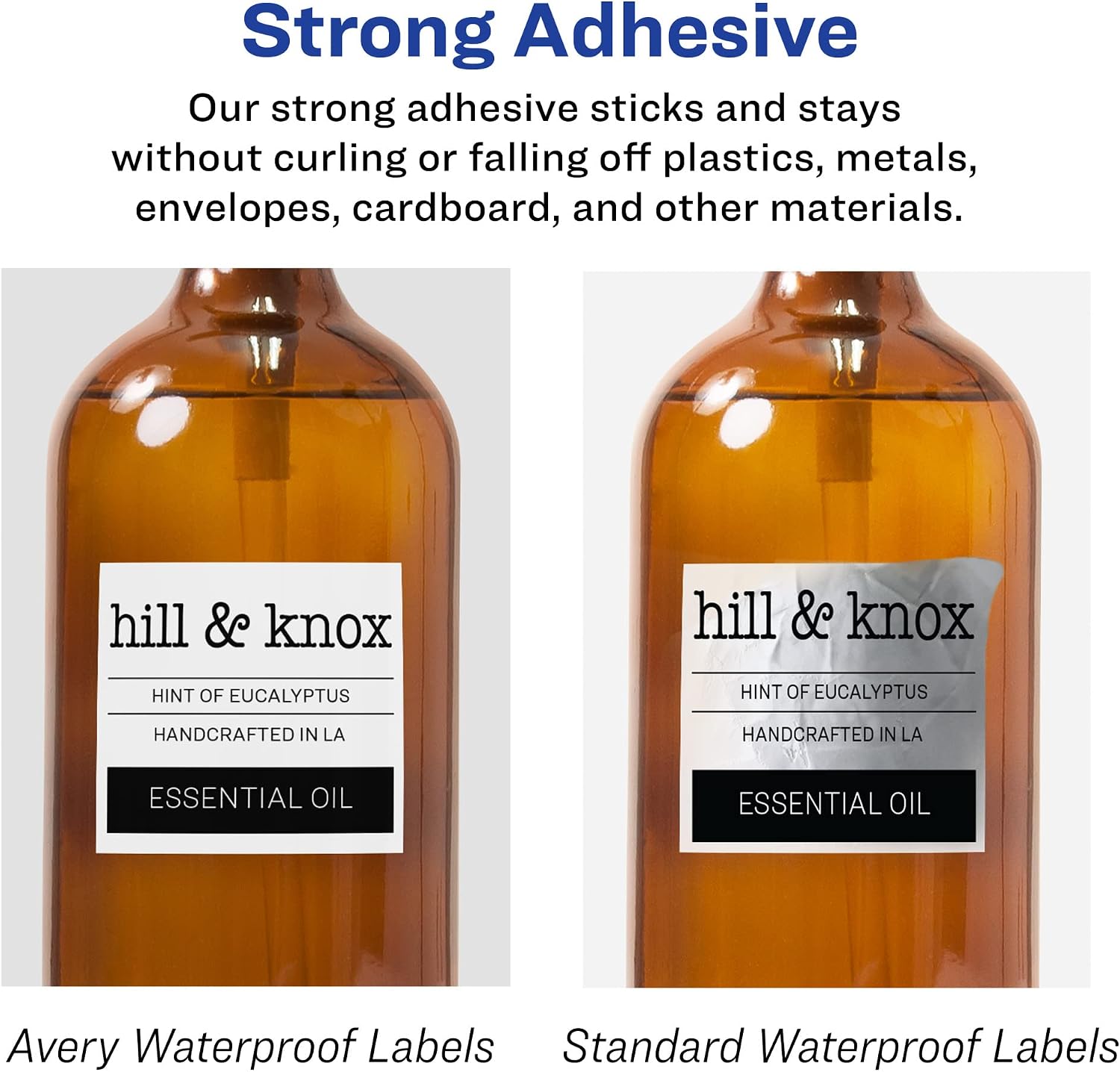 Avery® Durable Waterproof Square Labels, Sure Feed® Technology, 2" x 2", White, Laser & Pigment-Inkjet Compatible, 96 Blank Labels Total, Great for Branding, Packaging, and More (64510)