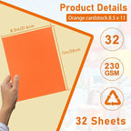 Guakicae 32 Sheets Orange Cardstock 8.5 x 11 - Image 2