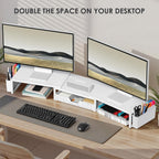 opnice desk organizers and accessories, dual monitor stand, side view