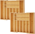 Bamboo Drawer Organizer, 2 Pack