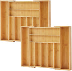 Bamboo Drawer Organizer, 2 Pack