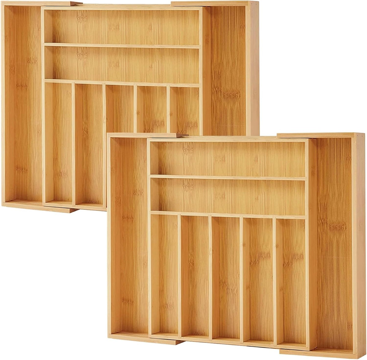Bamboo Drawer Organizer, 2 Pack