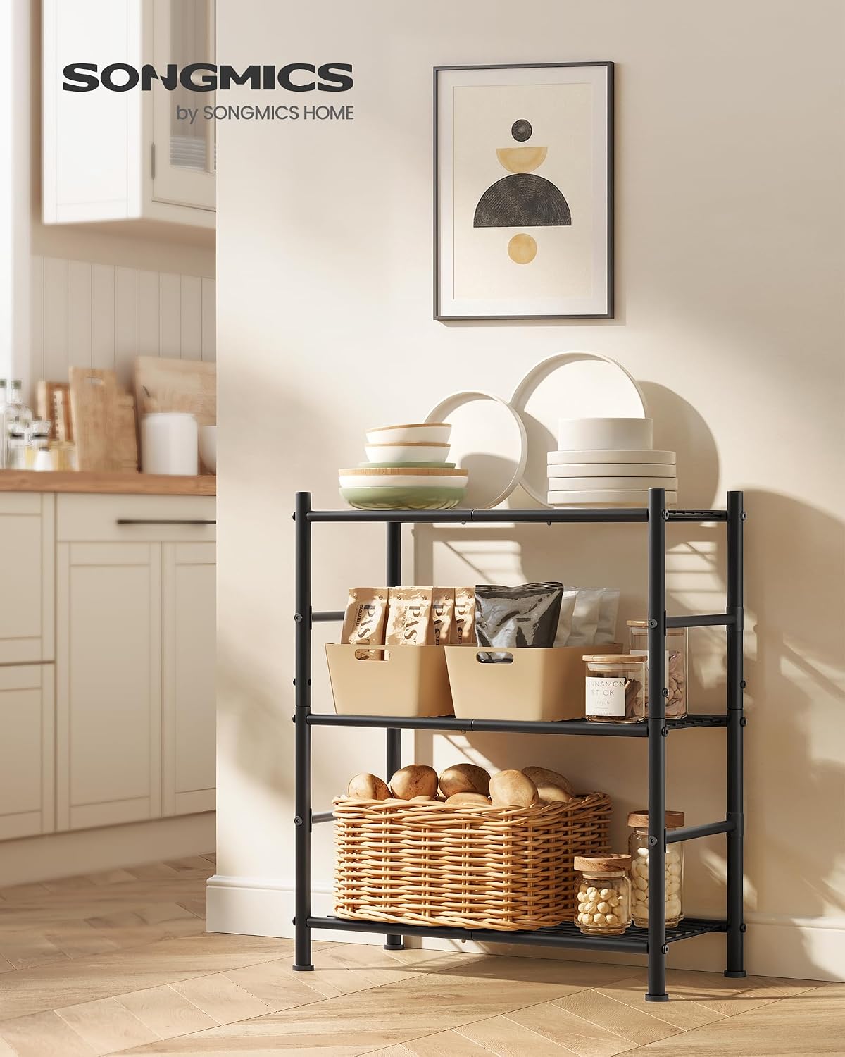 SONGMICS 3-Tier Storage Shelf, Steel Wire Organizer Rack
