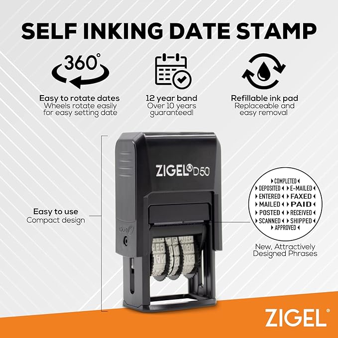 ZIGEL D50 Date Stamp with DEPOSITED - Image 2