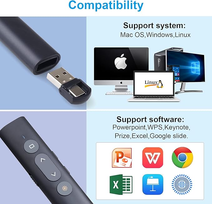 Presentation Clicker Presentation Remotes, Type C/USB A 2 in 1 Pointer - Image 6