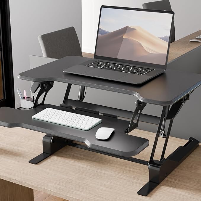 Mount-It! Height Adjustable Standing Desk Converter, Compact 30” Wide Tabletop - Image 5