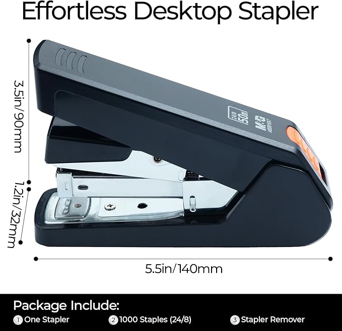 M&G Effortless Stapler 50 Sheet Capacity One-Touch Stapling, Heavy Duty Desktop - Image 3