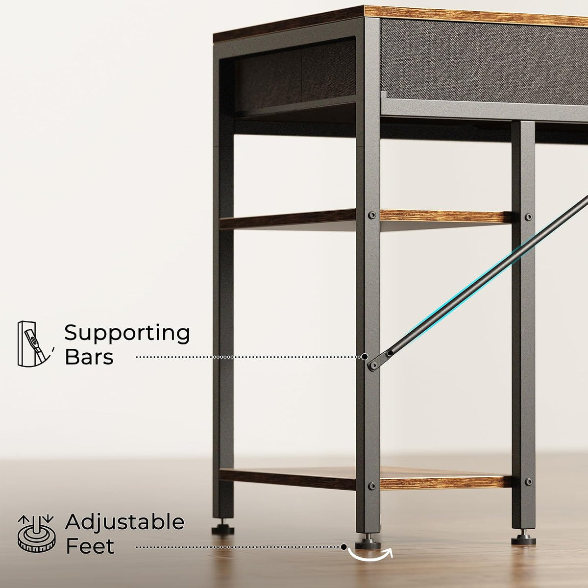 Huuger Computer Desk with 6 Drawers, Office Desk with Shelves, Reversible Gam...
