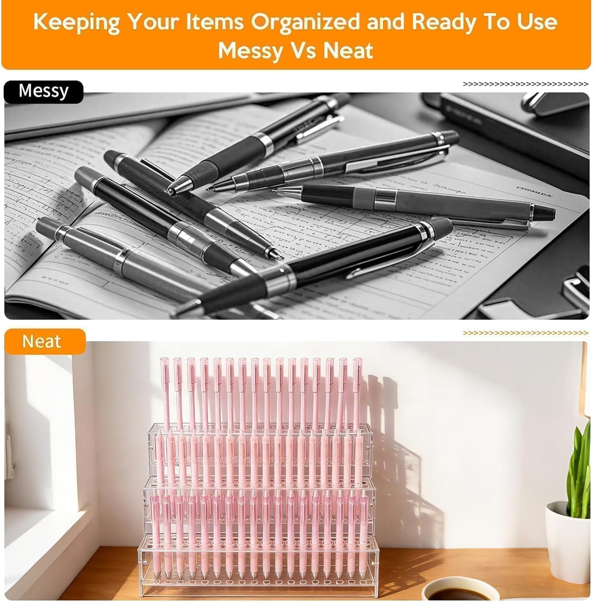 2pcs 144-Slots Pen Holder for Craft Shows,Acrylic Pen Display Stand Holders