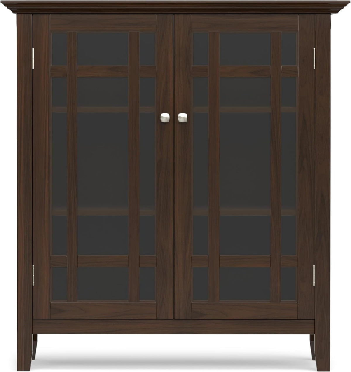 SIMPLIHOME Bedford 39" Wide Solid Wood Cabinet in Brunette Brown