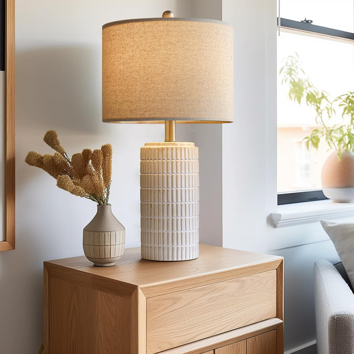 pokat 23" modern ceramic table lamp set of showing dimensions