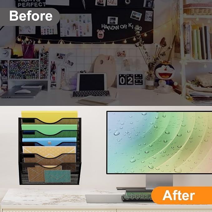 Kuntine.B Wall File Organizer Office Hanging Magazine Holder Wall File Organizer - Image 3