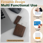 Yookin Wood Business Card Holder Wooden Magnetic Business Card Case Portable - Image 4