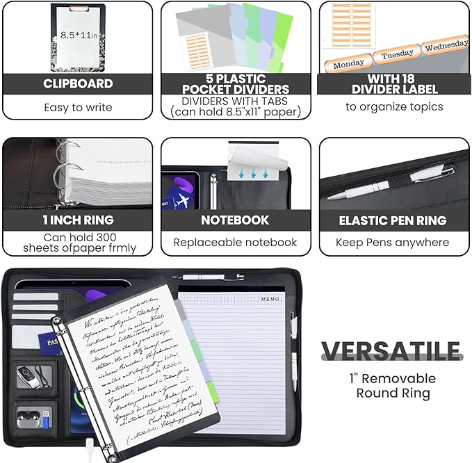 KLLVE Clipboard with Storage for Men Women, Leather Padfolio Portfolio with - Image 3