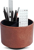 Hennaja Round Leather Art Supply Organizer, Remote Control Holder, 360 Degree by Hennaja
