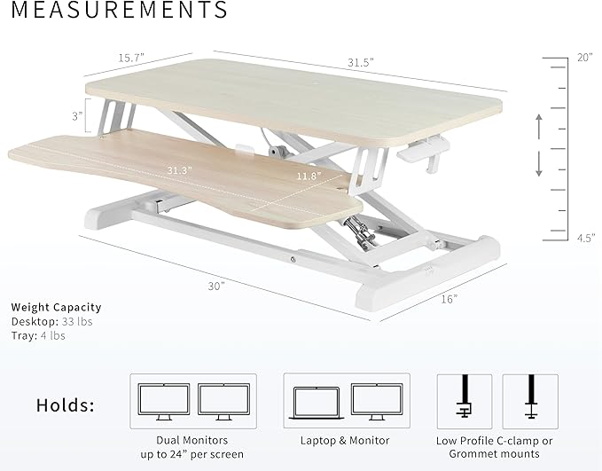 VIVO 32 inch Desk Converter, K Series, Height Adjustable Sit to Stand Riser - Image 3