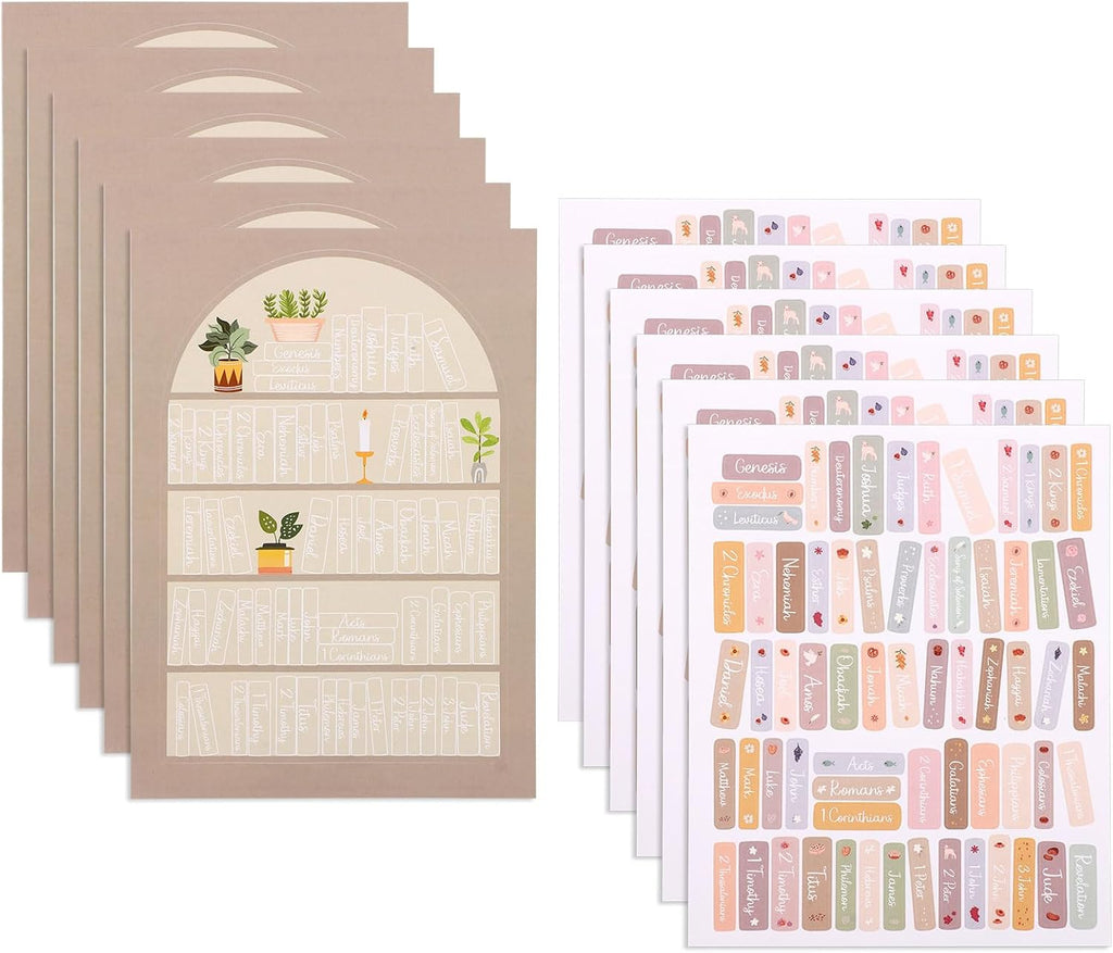 12pcs Bible Reading Tracker Stickers with Labels | Classic Bible Book Shelf Stickers for Christian & Books Readers Gifts Study Supplies for Deeper Reading in The Book