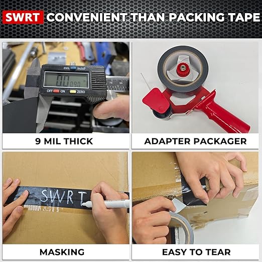 SWRT 9 Mil 5-Pack Black Heavy Duty Duct Tape Strong Adhesive, 2 in x 30 YD Duct - Image 7