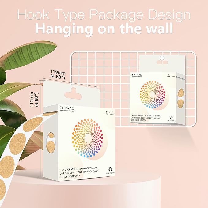 1 Inch Round Color Coding Labels, 1000 Dots Per Roll Kraft Brown Color Coded - Image 3