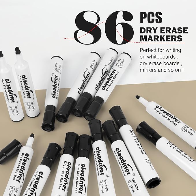 cloudriver Low Odor Dry Erase Markers Tank Style, Chisel Tip, Bulk Dry Erase - Image 2