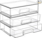 Vtopmart 12.1''W Clear Stackable Storage Drawers, 3 Pack Acrylic Plastic by Vtopmart
