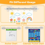 Adjustable Anchor Chart Holder, Flip Calendar Rod for Classroom, 8 O Rings | Strong Adhensive Tapes, Calendar Holder for Wall & Whiteboard, Mini Date Chart Cards Anchor Crafts Decoration Accessories