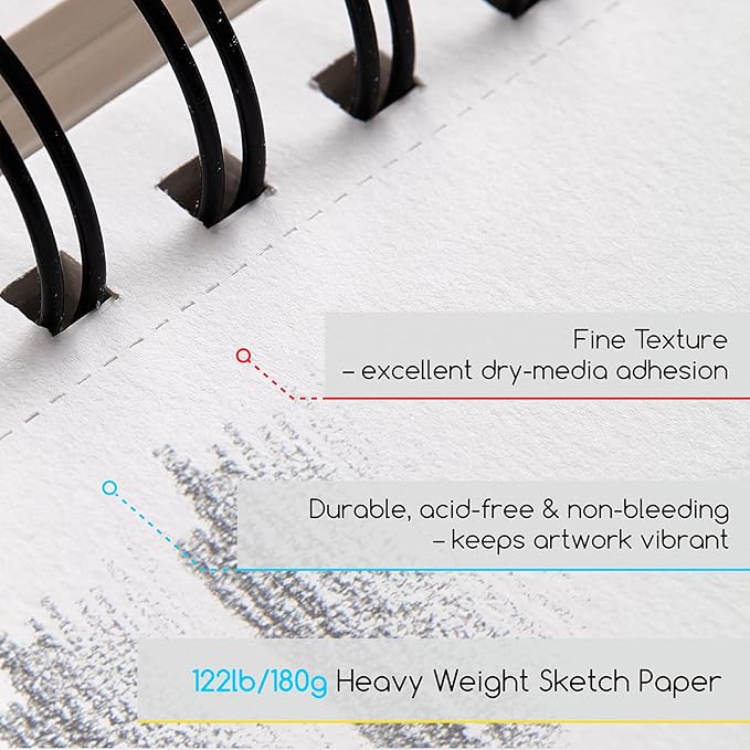 MEEDEN 6"x8" Sketchbook Paper Pad: 122lb/180gsm Spiral Bound Art Sketch Book - Image 4