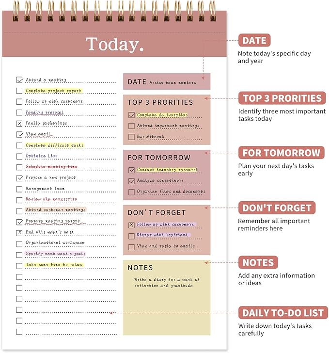 104 Pgs To Do List Notepad, 52 Undated Sheets Duplex-printed Daily Planner - Image 2