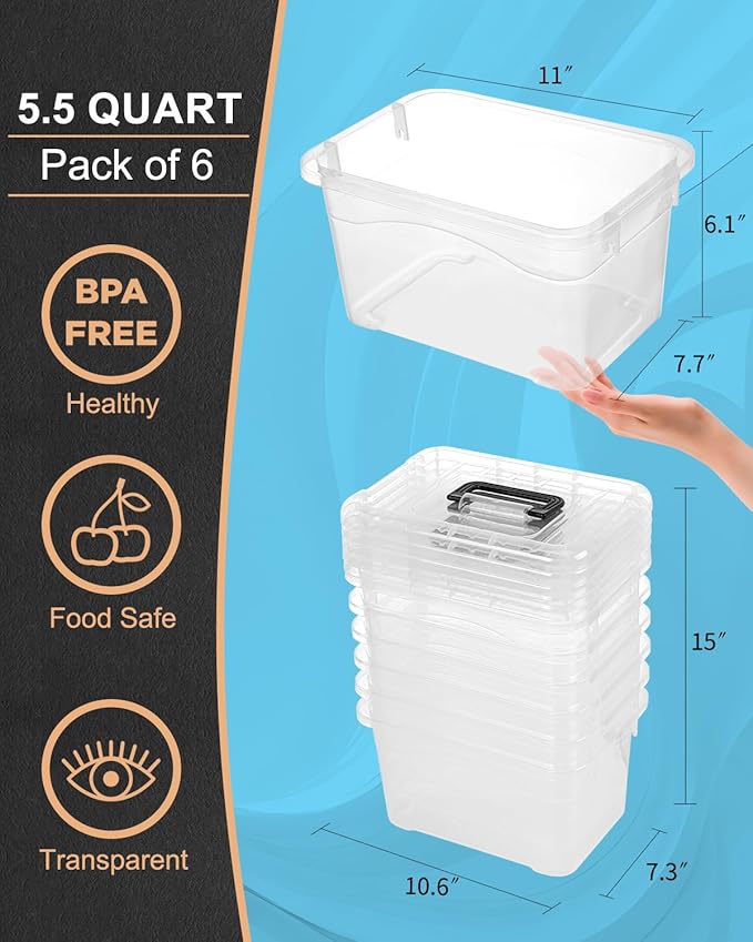 EOENVIVS Plastic Storage Bins 7 Quart-Storage Organizer Bins - Image 2