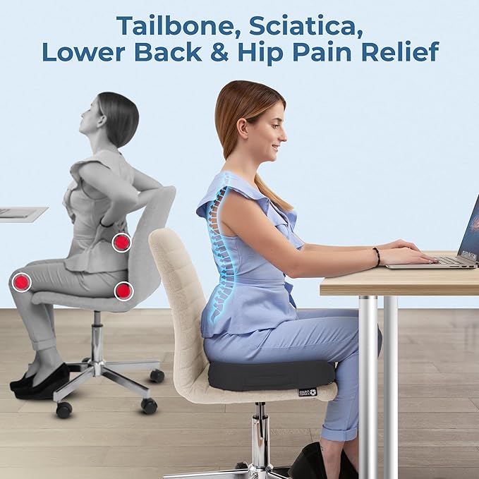5 STARS UNITED Seat Cushion for Tailbone Pain Relief – Memory Foam Cushion for - Image 3