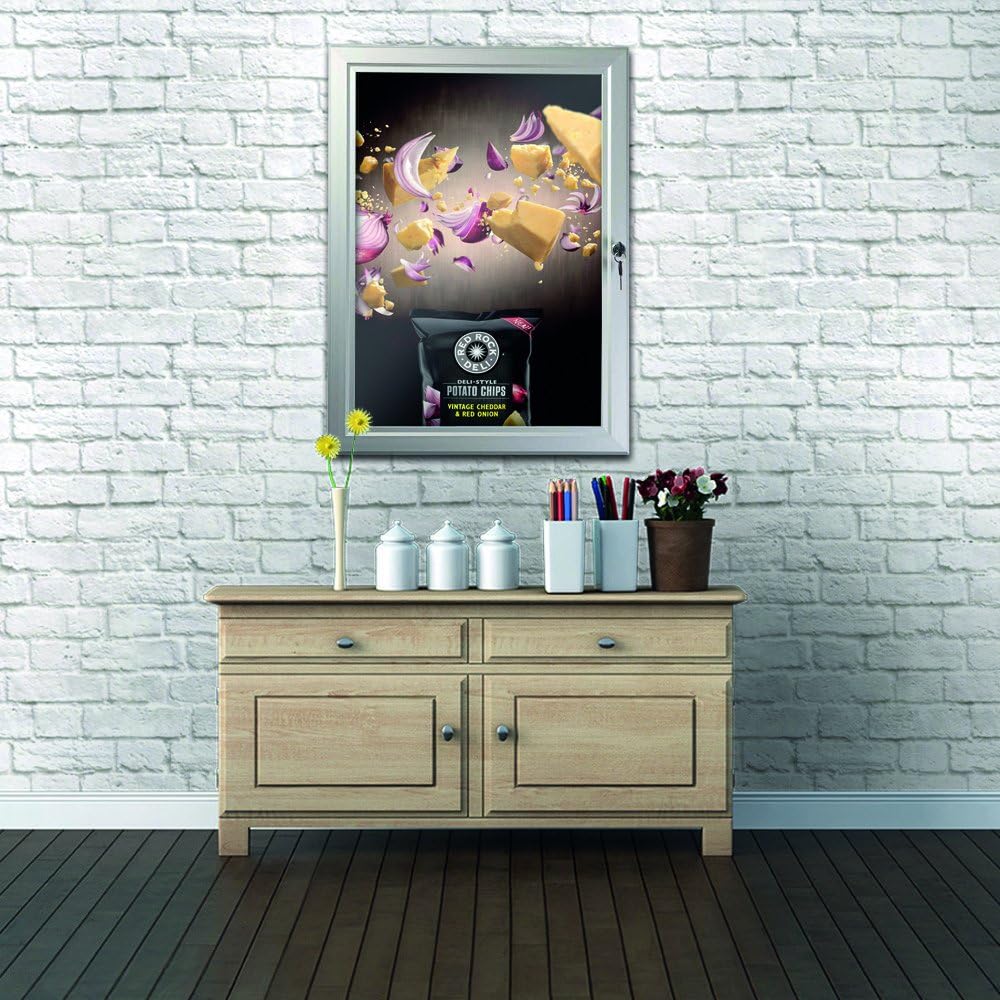 SECO Lockable Bulletin Board | Waterproof | 8.5" x 11" | Silver
