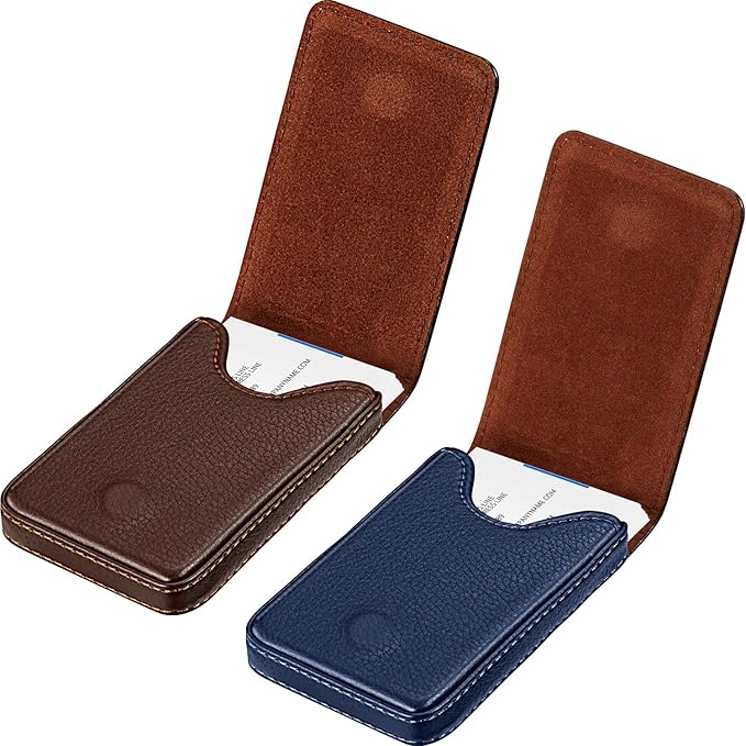 Outus 2 Pieces Business Card Holder, PU Leather Business Card Case Pocket Wallet by Outus