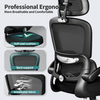 tralt office chair ergonomic desk chair with lumbar, side view