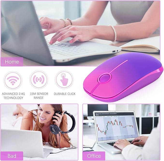 VssoPlor Wireless Mouse, 2.4G Slim Portable Computer Laptop Mouse - Image 6