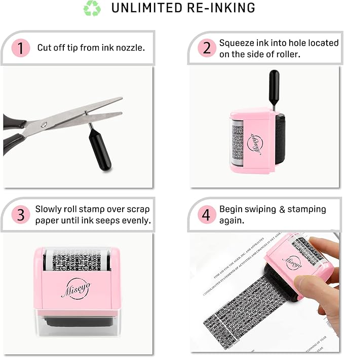 Miseyo Wide Identity Theft Protection Roller Stamp Set - Image 3