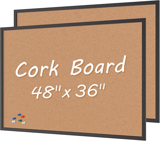 Board2by 2-Pack Cork Board Bulletin Board 36 x 48, Office Board by Justdowhatyouwanttodo