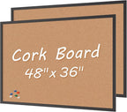 Board2by 2-Pack Cork Board Bulletin Board 36 x 48, Office Board by Justdowhatyouwanttodo