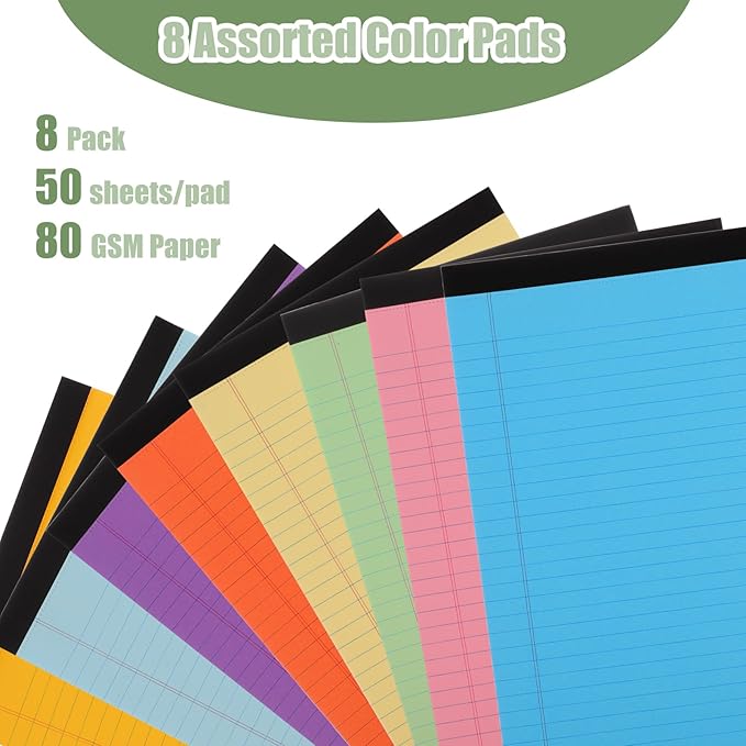 Thboxes 8 Packs Small Note Pads 5x8, Color Legal Pad 5x8 College Ruled Small - Image 2