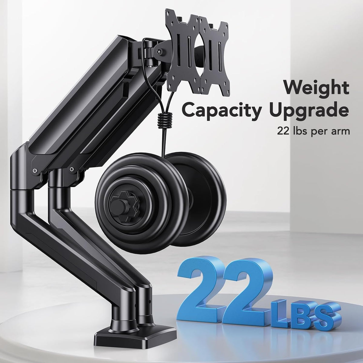 huanuo dual monitor mount for 2 monitors up showing dimensions