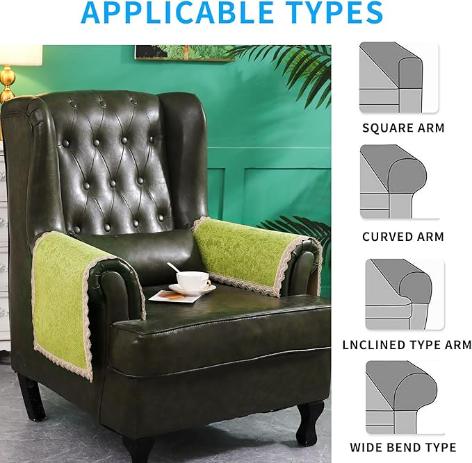 MINJIATEX Couch arm Covers, Non-Slip lace Sofa arm Covers Set of 2 Washable - Image 5