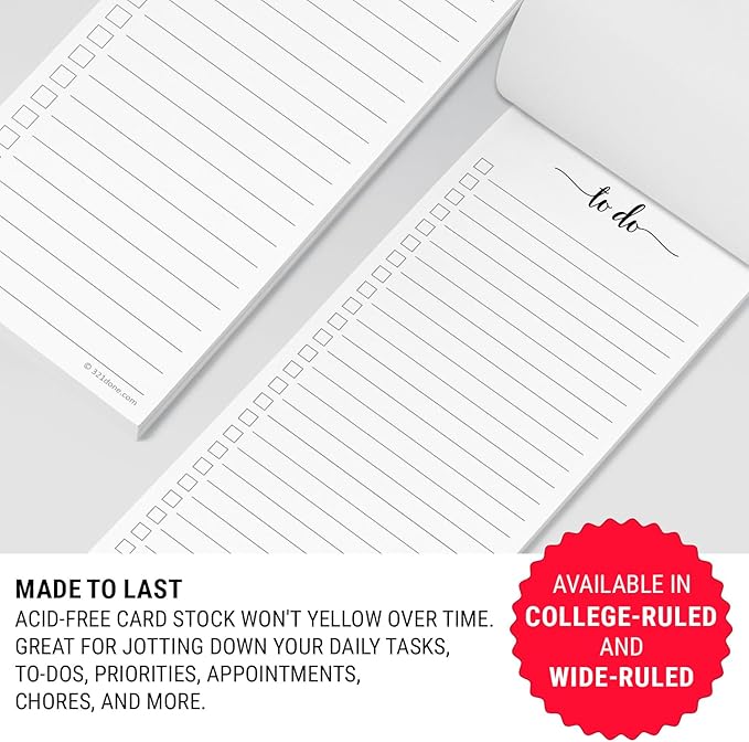 321Done 2-Pack Skinny To Do List Notepad, Made in USA - Image 4
