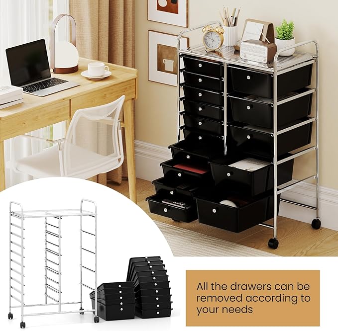 Giantex 15 Drawer Rolling Cart - Image 7