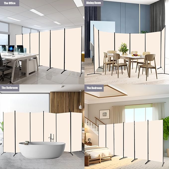Room Divider 6FT Folding Privacy Screens, 6 Panel Partition Room Dividers - Image 7