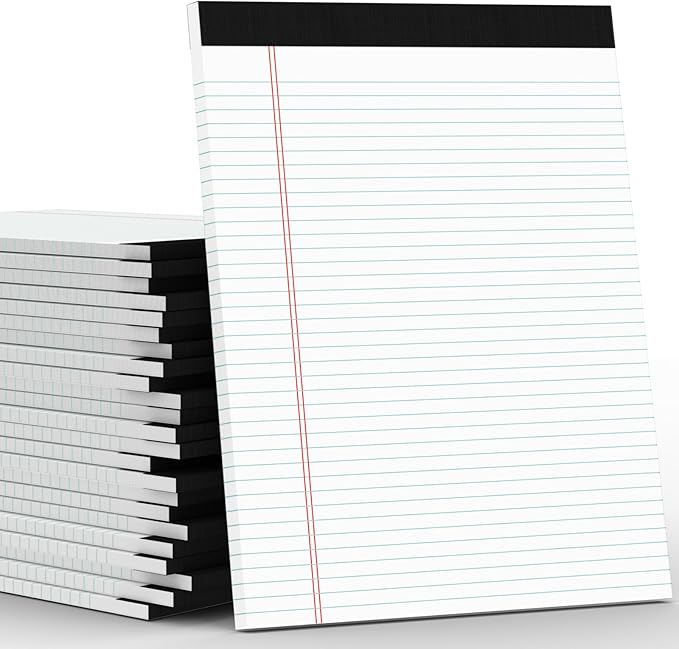 PINJINGPRO 24 Pack White Legal Pads 8.5 x 11 Writing Note Pads College Ruled by notepads