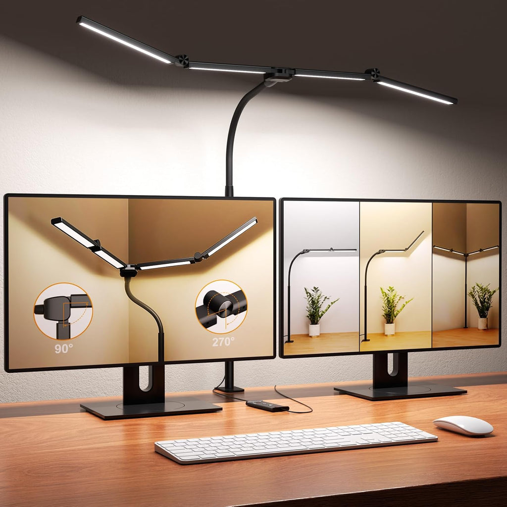 led desk lamps for home office, adjustable swing, front angle view
