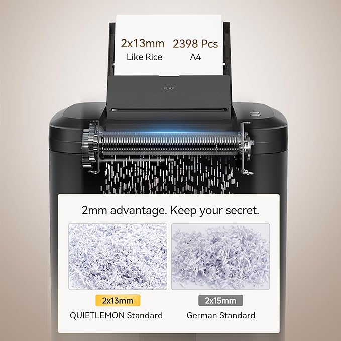 QUIETLEMON 250-Sheet Heavy Duty Paper Shredder Auto Feed, P-5 Security Level - Image 2