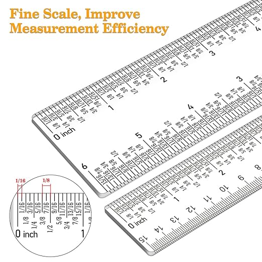 2 Pieces 6"/12" Clear Acrylic Ruler Zero-Centering Ruler - Image 2