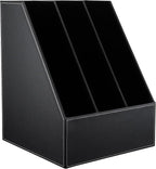 KINGFOM Desktop Wooden Leatherette Magazine File Holder-Organizer-3 Compartment - Image 5