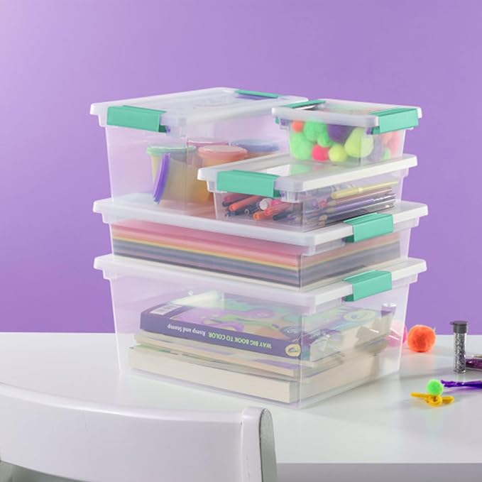 Sterilite 4-Pack Clip Box, Stackable Clear Plastic Bins - Image 4
